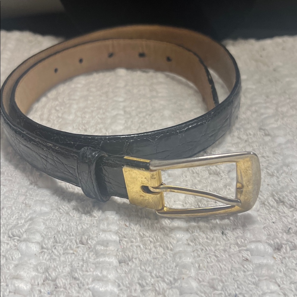 Saks Fifth Avenue Black Leather Crocodile Belt Women’s Size 30
